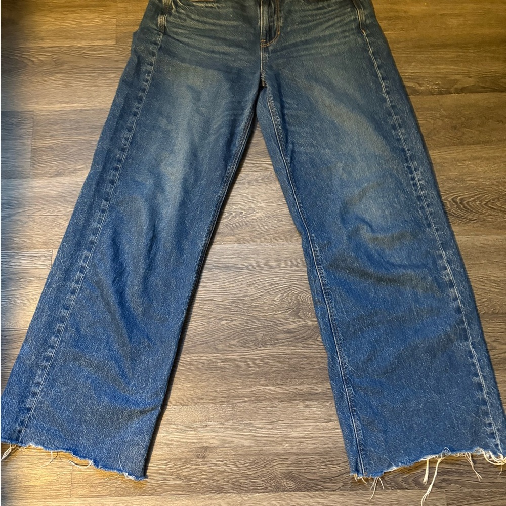 American Eagle Dark Blue  Super High Rise Baggy Wide Leg Jeans 6 - Picture 2 of 9